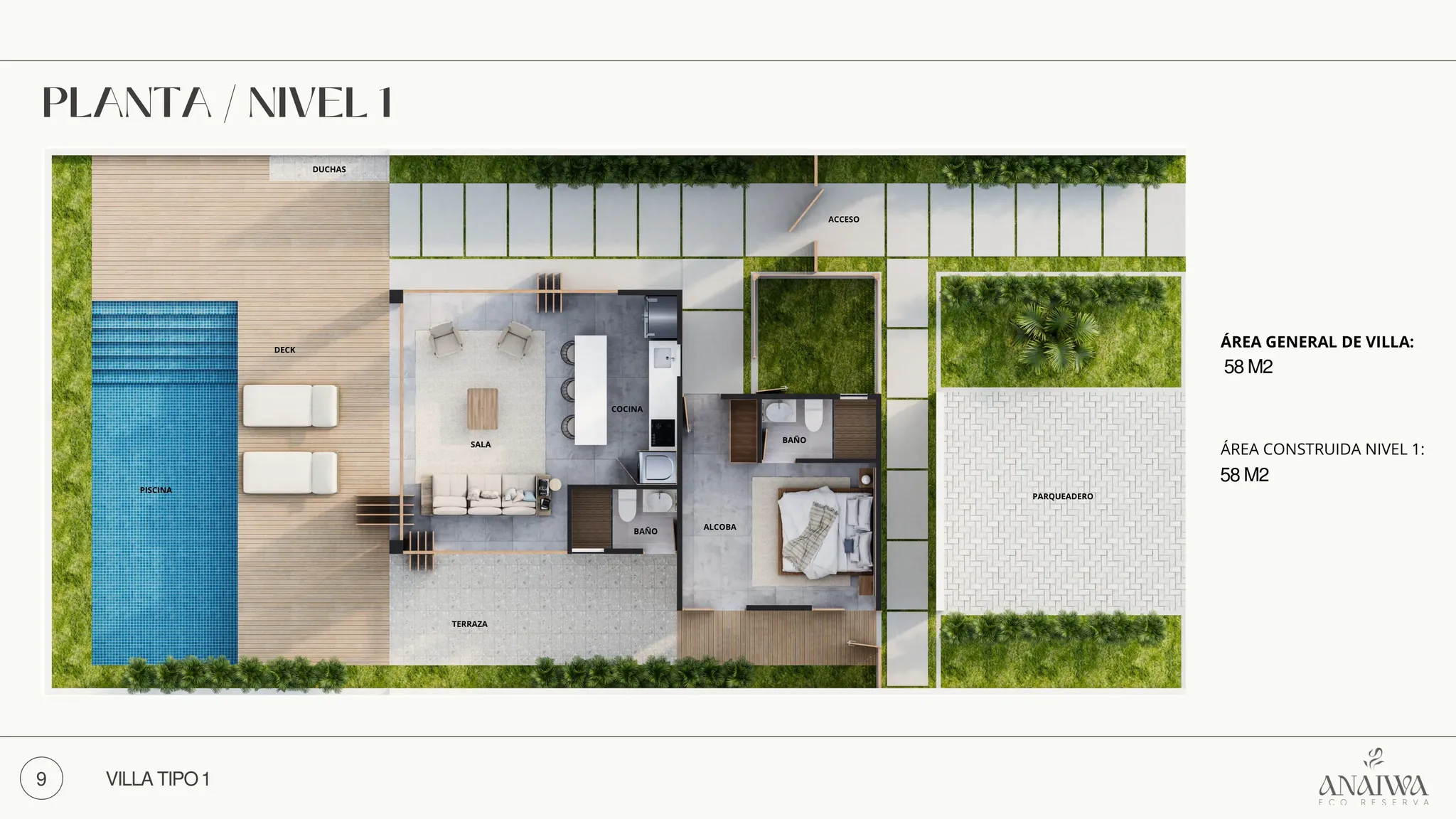 Planta Nivel 1 - Villa Tipo 1